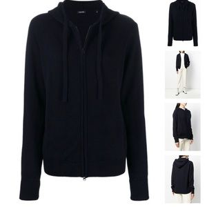 Aspesi Navy Zip Hooded Cardigan, Size XS 100% wool